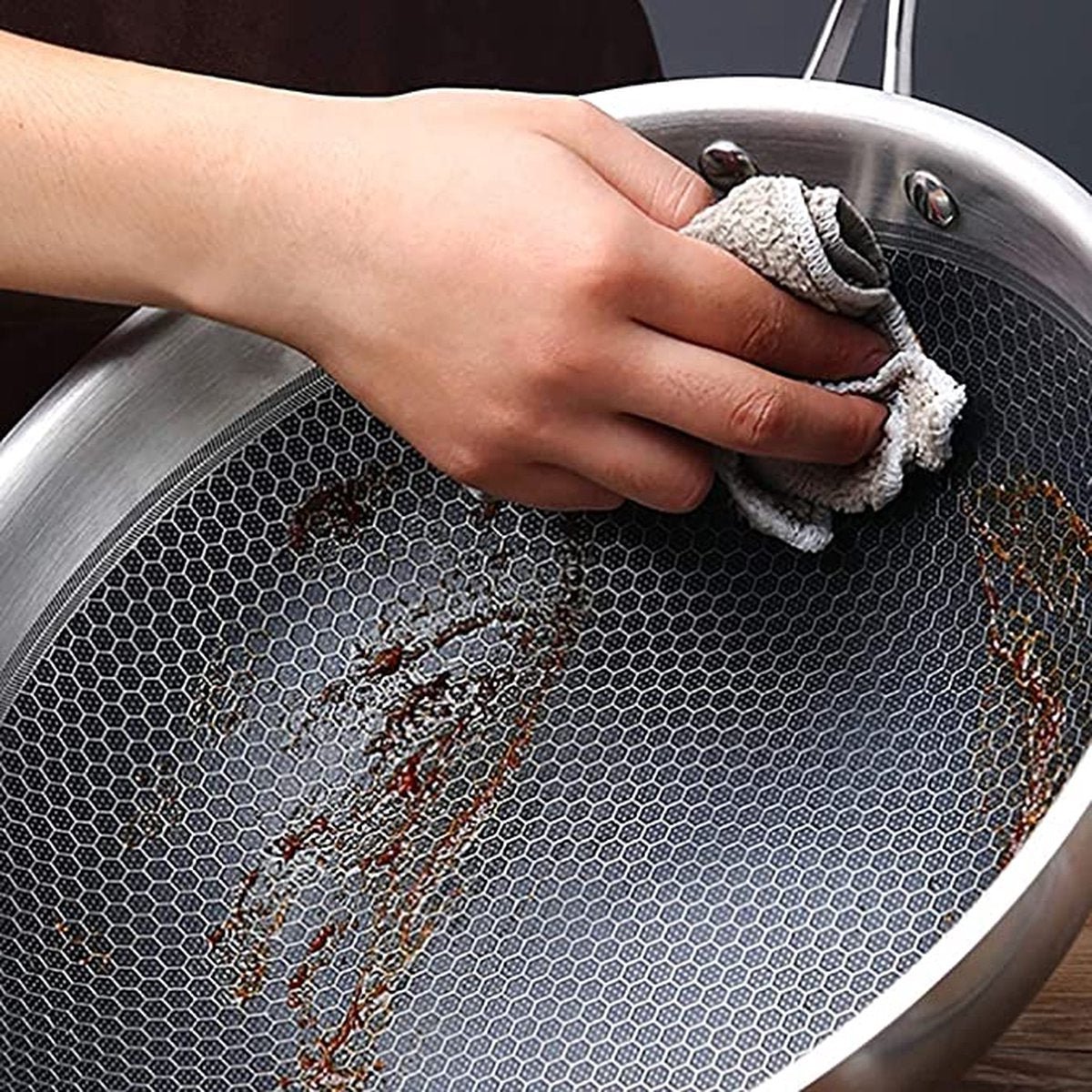 Kadirelli Wokpan met Deksel - 32cm - RVS - Honingraat - Inductie - TEKZEN