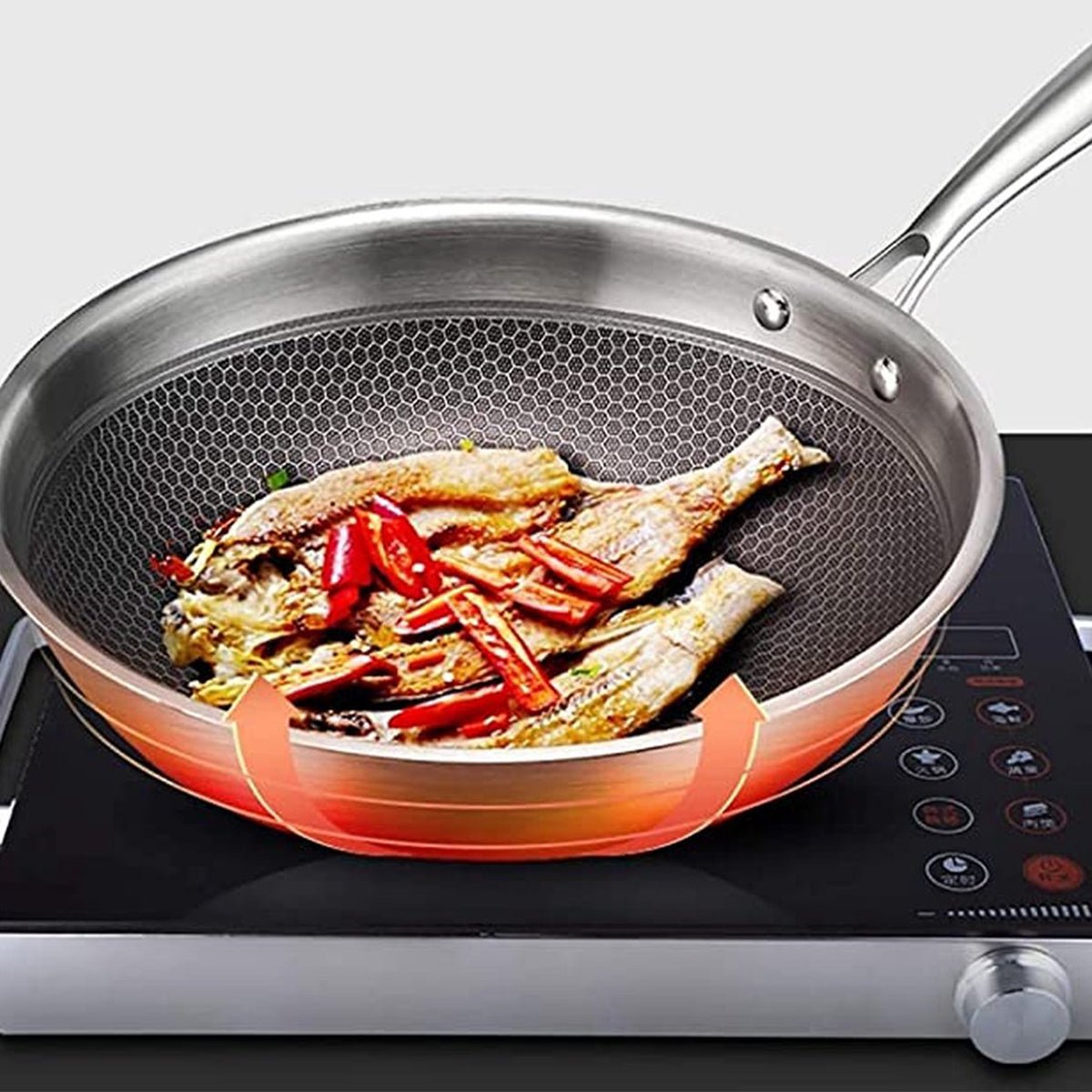 Kadirelli Wokpan met Deksel - 32cm - RVS - Honingraat - Inductie - TEKZEN