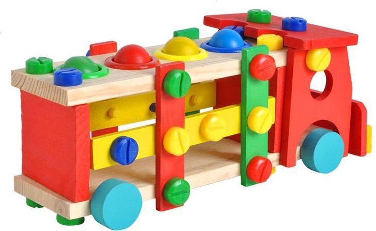 Kruzzel Houten Werkvoertuigen - Houten Bouwtruck - Houten Speelgoed - Houten Truck - Houten Speelgoed Vrachtwagens - TEKZEN