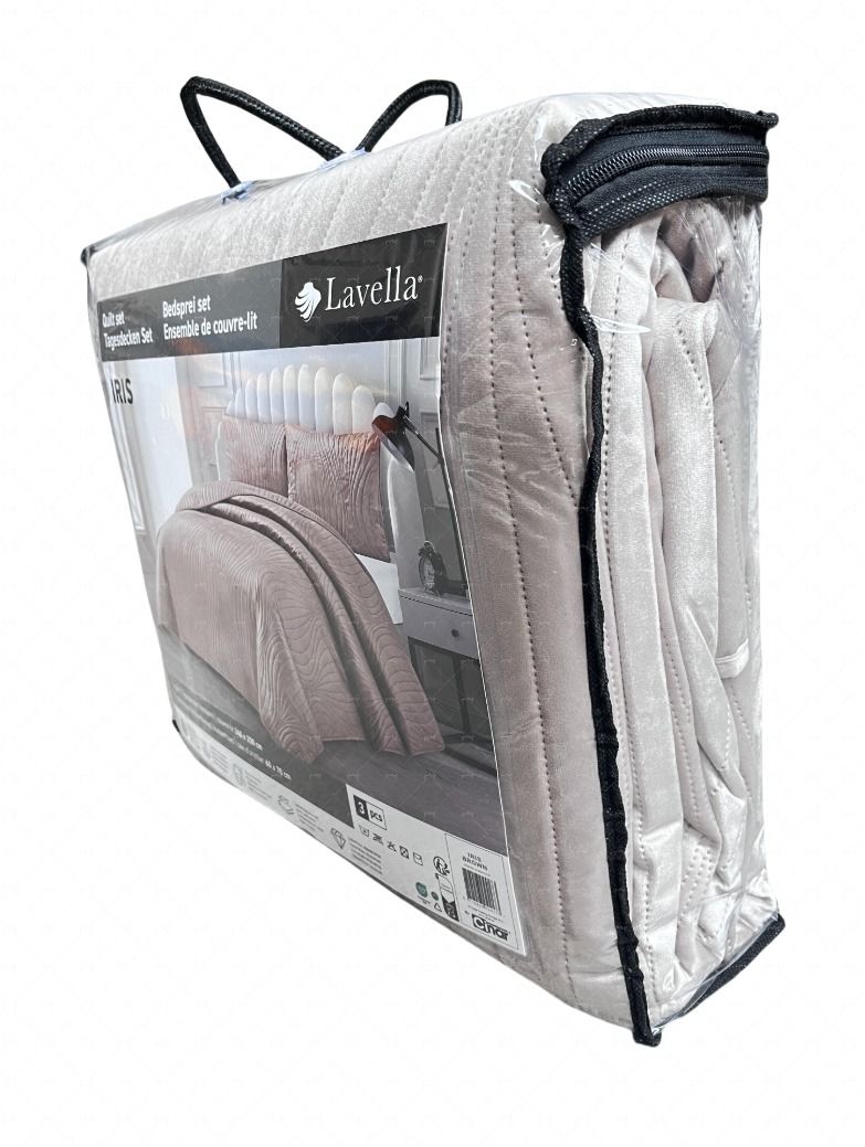 Lavella Iris Bedsprei Set 3 - delig - Bruin - 250x240cm - TEKZEN