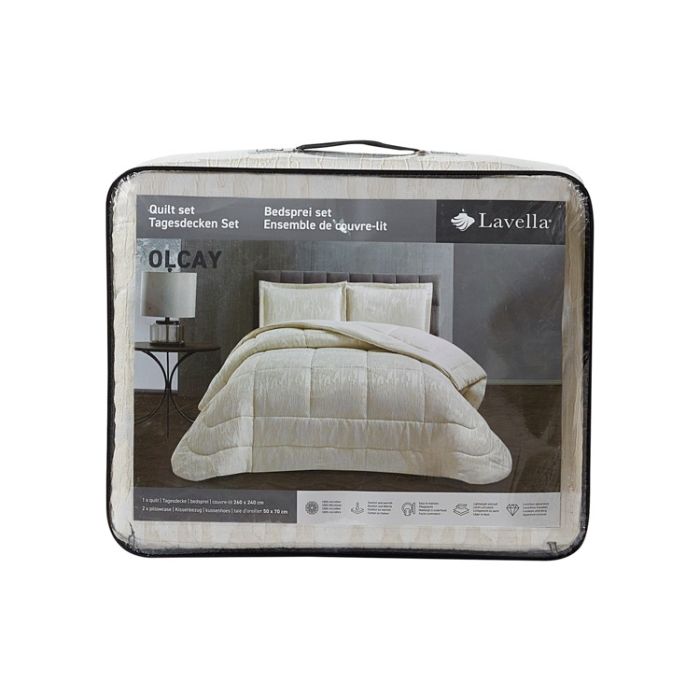 Lavella Olcay Bedsprei Set, 3-delig, Crème, 260x240 cm – foto 2