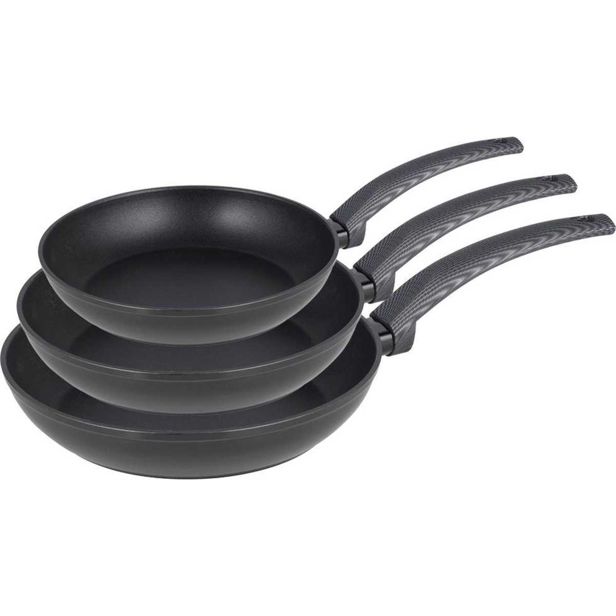 Michelino Koekenpannenset - 3 - delig - Zwart - Koekenpan 20, 24,28cm - Inductie - TEKZEN