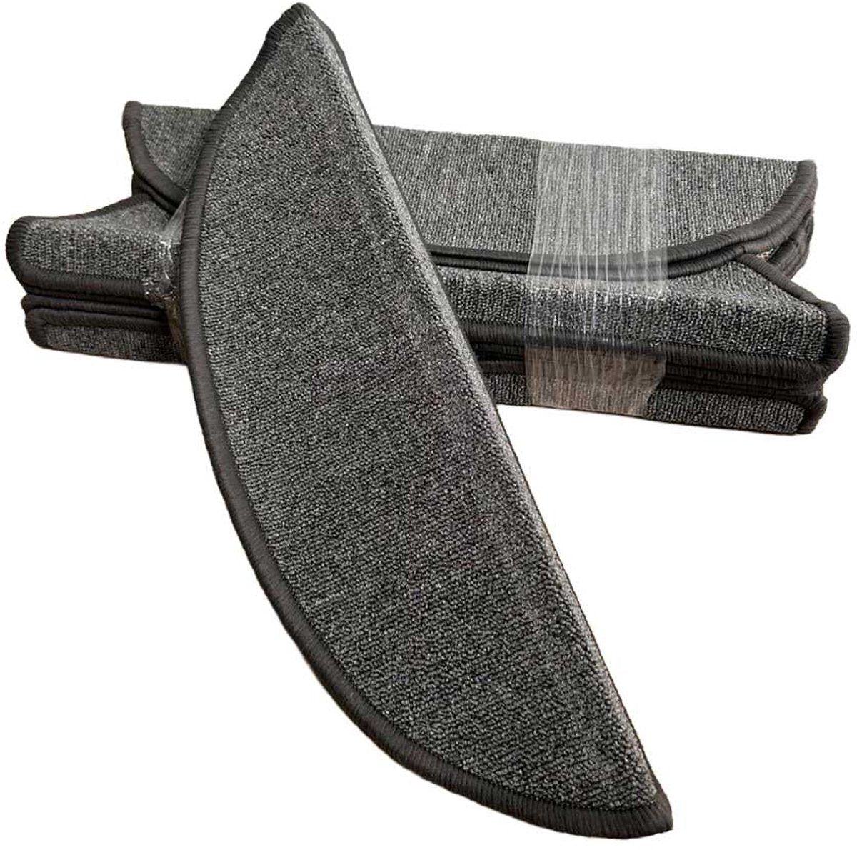 MONOO Trapmatten Set - Grijs Bouclé - 15 Stuks - Halve Maantjes voor Trap - TEKZEN