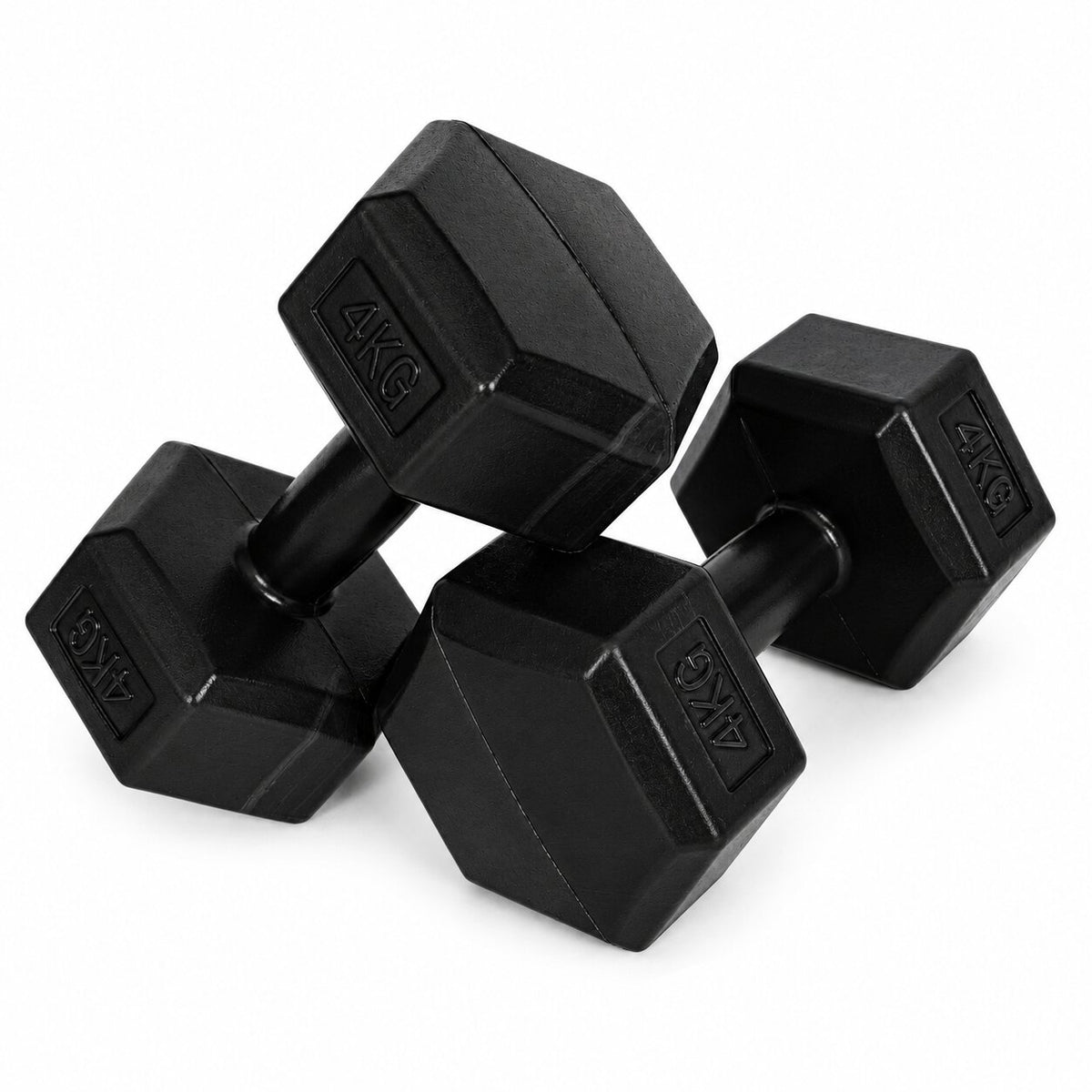 MovePro hex dumbbellset 2 × 4 kg zwart – set van twee dumbbells