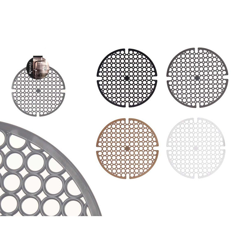 Kinvara Gootsteenmat - Rond 29 cm - Set van 4 - Wit, Grijs, Zwart, Beige - Spoelbakmat - Spoelmat - Spoelbakbescherming - Spatbescherming