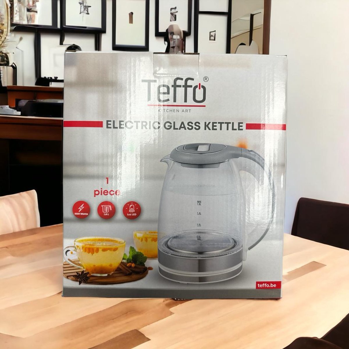 Teffo Waterkoker - Ledverlichting - 1.8L - Grijs - TEKZEN
