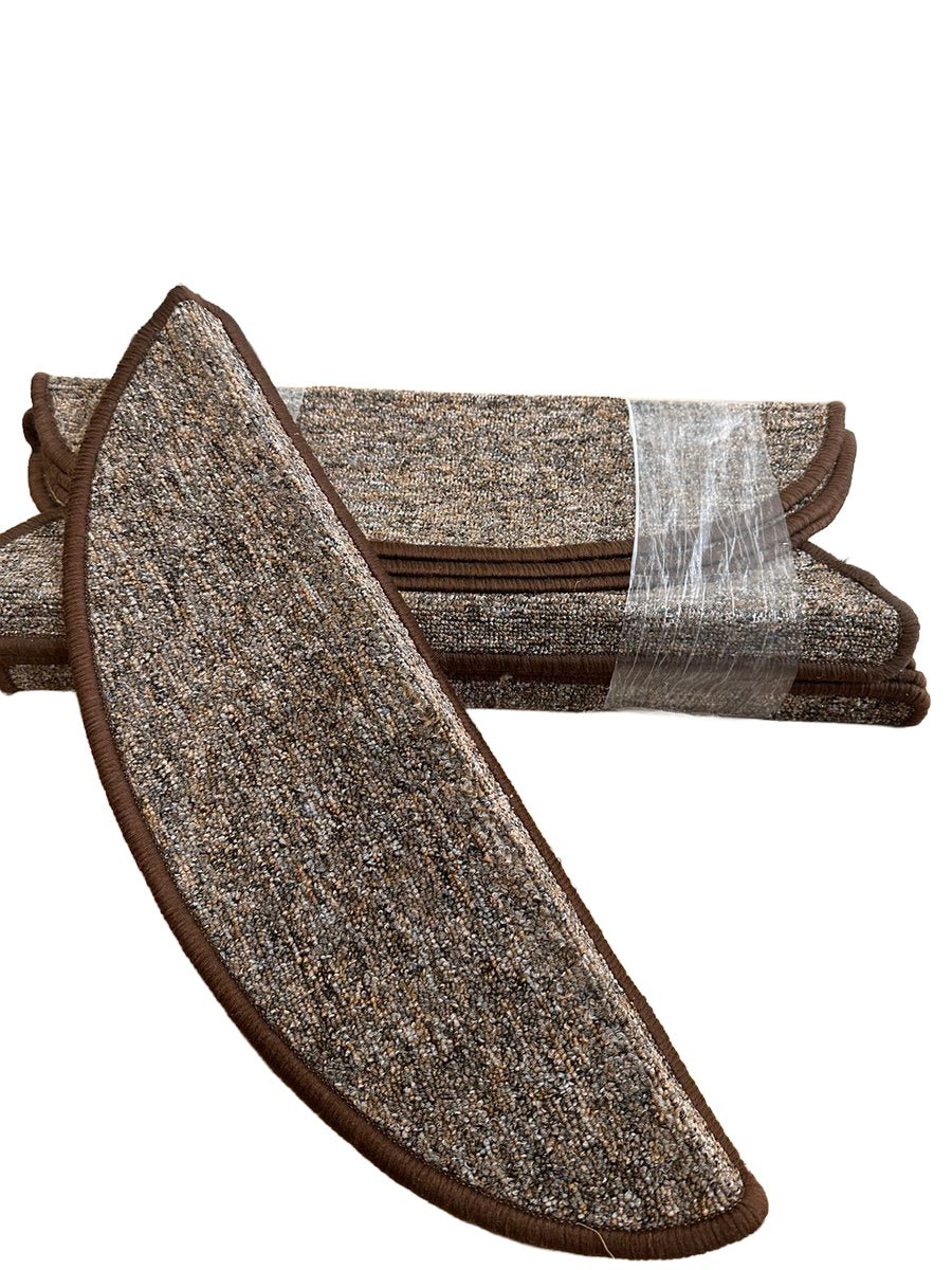 Trapmatten Set - Donkerbruin Gestipt - 15 Stuks - 56x17x3cm - Zelfklevende Halve Maantjes voor Trap - TEKZEN