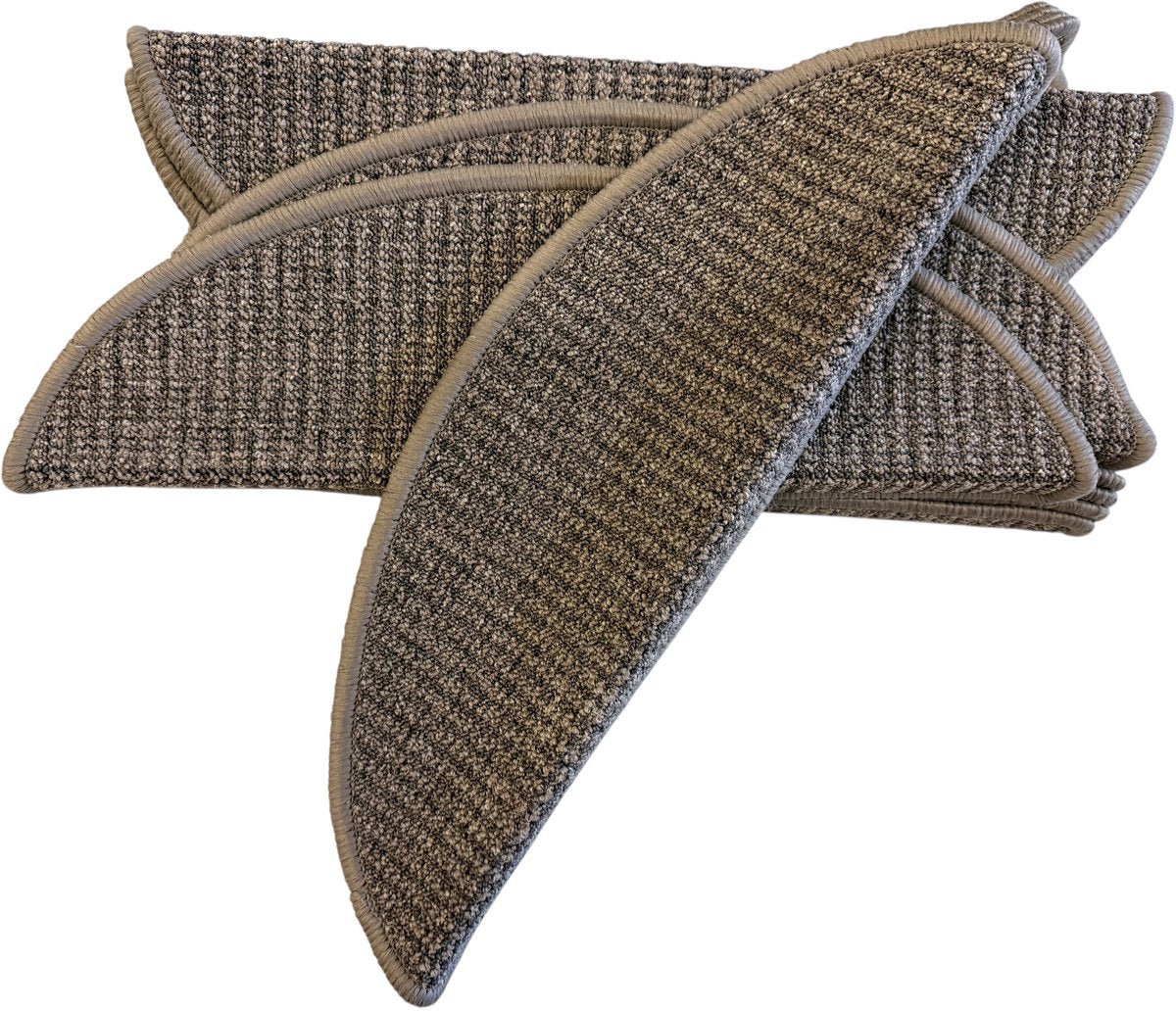 Trapmatten Set - Taupe Gestreept - 15 Stuks - 56x17x3cm - Zelfklevende Halve Maantjes voor Trap - TEKZEN