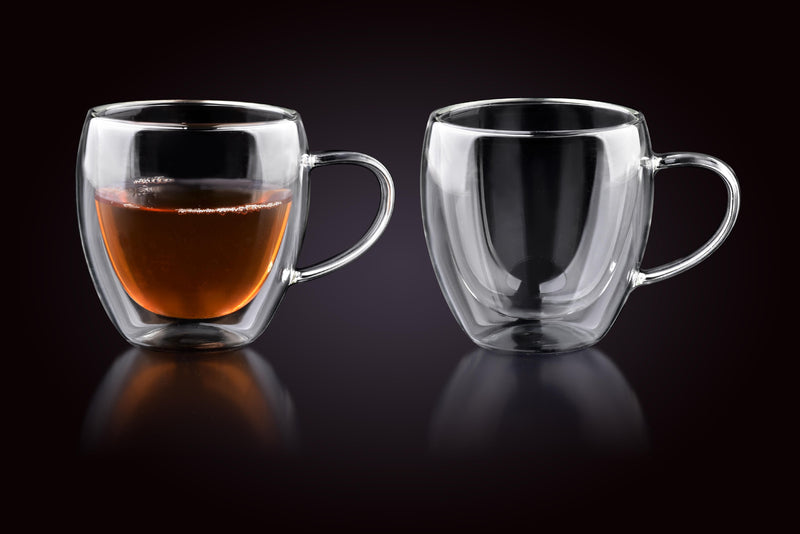 Dubbelwandige Glazen met Oor - 250 ml - Set van 6 - Koffieglazen - Theeglas - Cappuccino Glazen - Latte Macchiato Glazen - Glas - TEKZEN