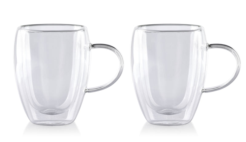 Affekdesign - Dubbelwandige Glazen met Oor - 350 ml - Set van 2 - Koffieglazen - Theeglas - Cappuccino Glazen - Latte Macchiato Glazen - Glas - TEKZEN