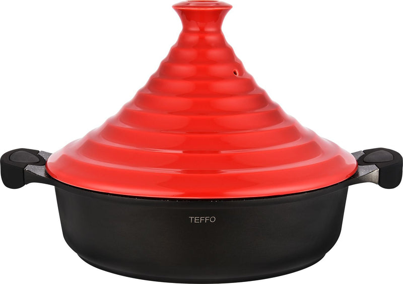 Teffo Aluminium Tajine Agadir – Rot – 28 cm – Auch für Induktion geeignet