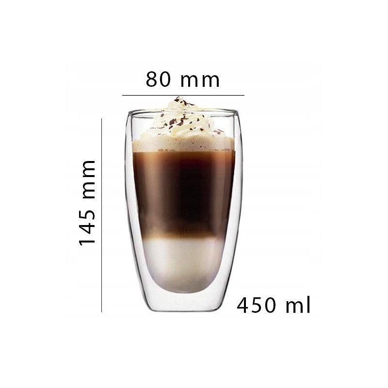 Dubbelwandige Glazen - 450 ml - Set van 6 - Koffieglazen - Theeglas - Cappuccino Glazen - Latte Macchiato Glazen - Glas - TEKZEN