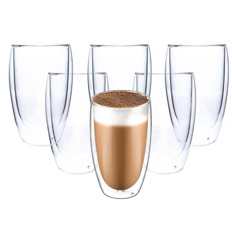 Dubbelwandige Glazen - 450 ml - Set van 6 - Koffieglazen - Theeglas - Cappuccino Glazen - Latte Macchiato Glazen - Glas - TEKZEN