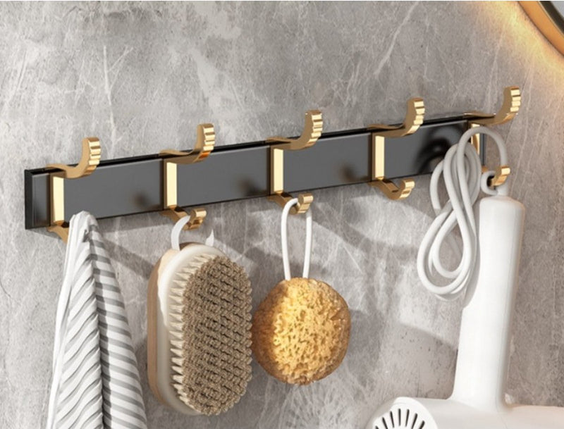 MONOO Wall Coat Rack Gold/Black - Coat Rack - Rack with 10 Hooks - Towel Rack - Towel Holder