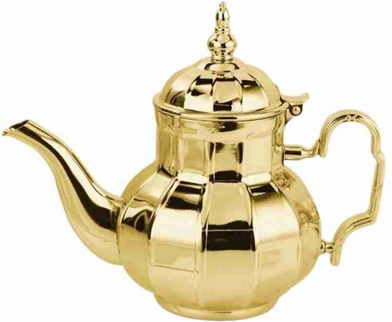 Kadirelli Teapot Gold Istanbul Stainless Steel - 1.6 Liter - Turkish &amp; Moroccan Teapots 
